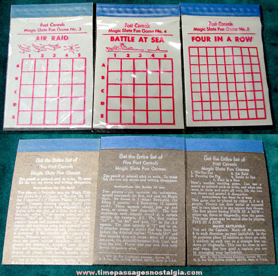 (3) Different Old Post Cereal Prize Magic Slate Games