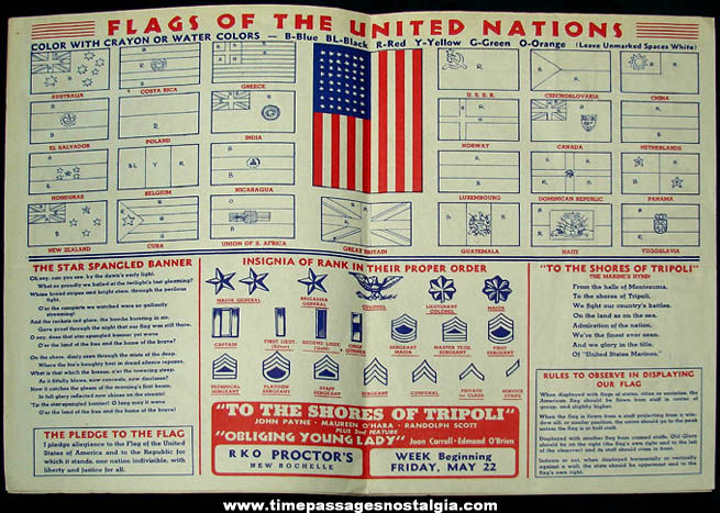 1942 RKO Handbook For Patriotic Americans & World War II Map