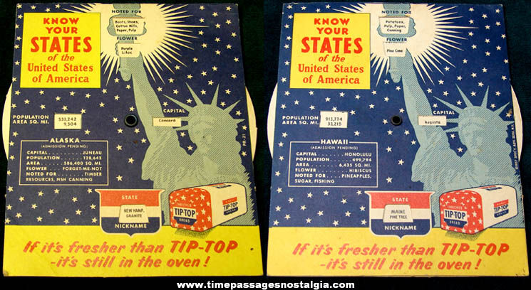 1957 Tip Top Bread Advertising Premium United States State Dial