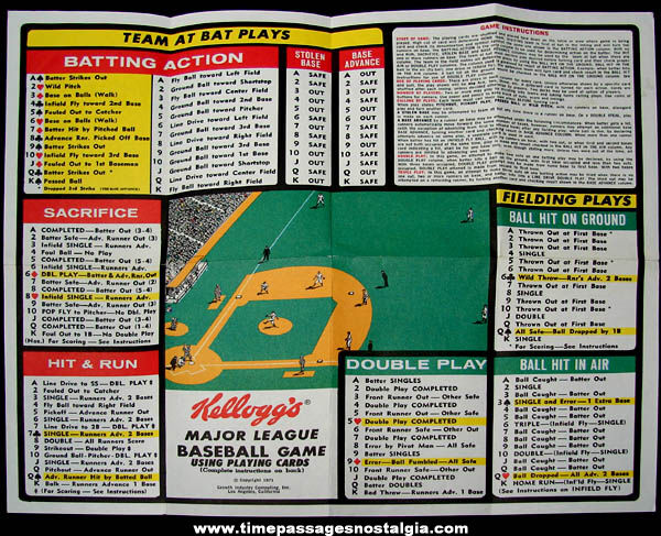 ©1971 Kellogg’s Cereal Prize Major League Baseball Game