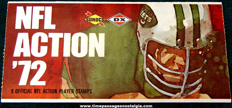 1972 Sunoco Gasoline Advertising Premium NFL Football Stamp Sheet