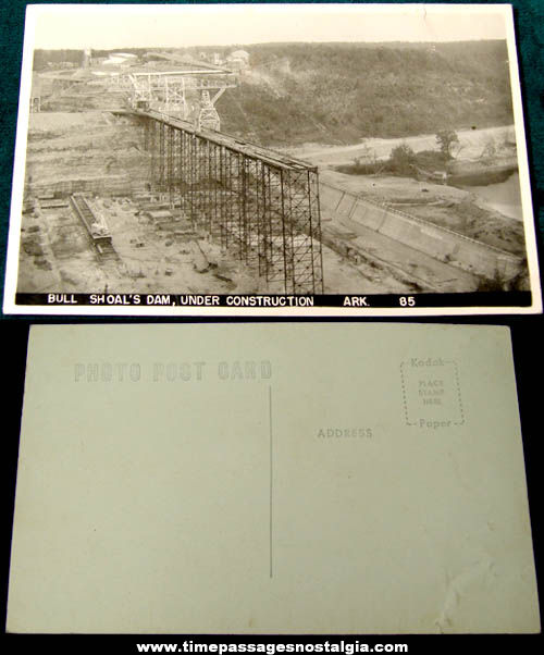 Unused 1949 Bull Shoals Dam Construction Arkansas Real Photo Post Card
