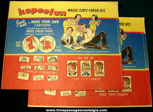 (5) Unused 1965 Kopeefun Magic Copy Paper Kits & Paper