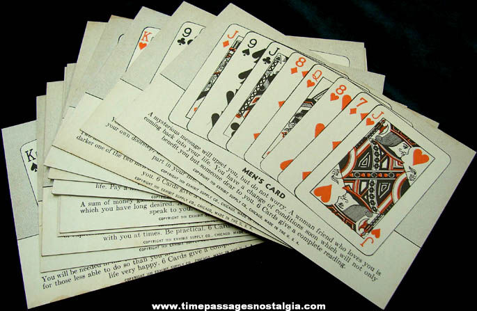 (12) Different Unused 1939 Exhibit Supply Mens Fortune Playing Card Arcade Cards