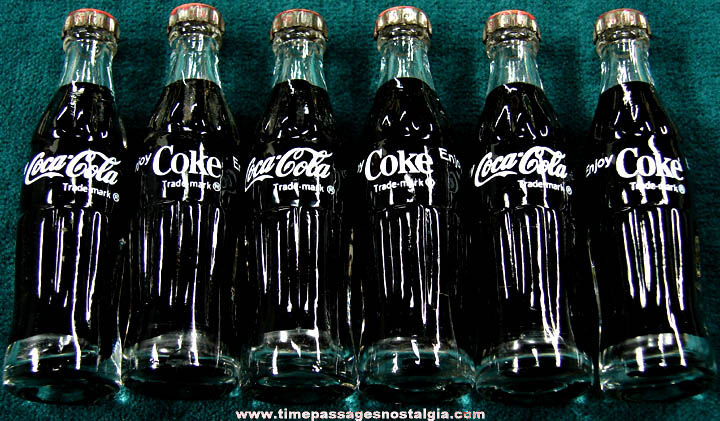 (6) Miniature Glass Coca Cola Advertising Bottles