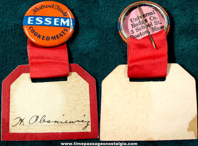 Old Essem Cooked Meats Advertising Pin Back Button Name Badge