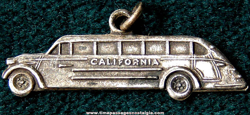 Old Sterling Silver California Bus Charm Bracelet or Necklace Charm