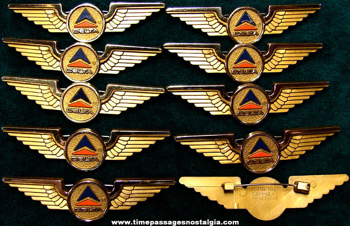 (10) Old Unused Delta Airlines Advertising Wings Pins