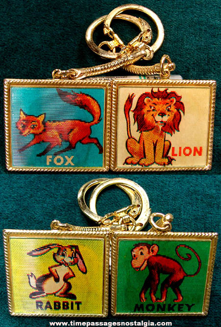 (2) Different Colorful Old Unused Animal Flicker Key Chains