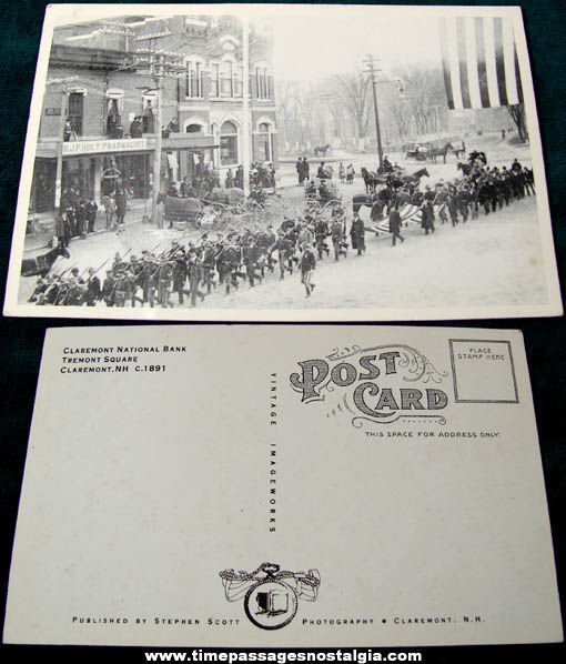 Old Unused Grand Army Of The Republic Veteran Parade Claremont New Hampshire Post Card