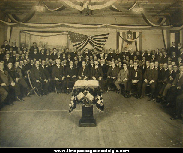 Large Old Manchester New Hampshire Loyal Order Of Moose Lodge & Members Mounted Photograph