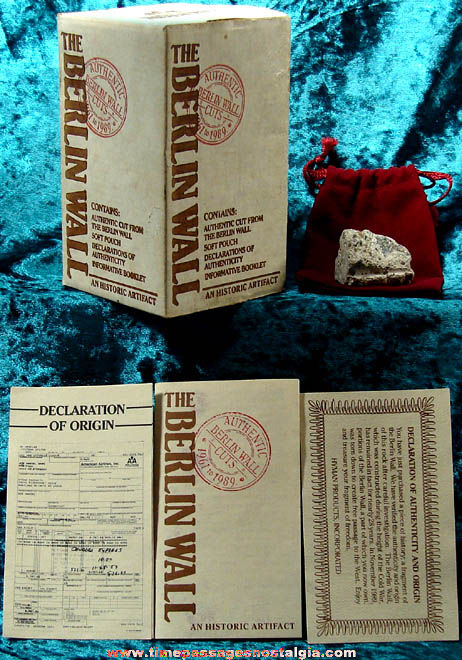 1989 Boxed Berlin Wall Germany Artifact Piece With Paperwork