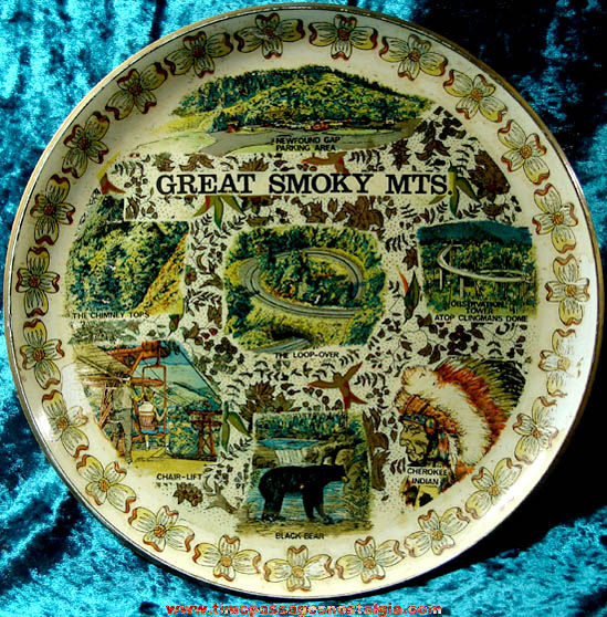 Colorful Old Great Smoky Mountains Advertising Souvenir Plate