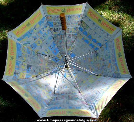 Colorful Old Boston Sunday Herald Newspaper Comic Strip Section Advertising Umbrella