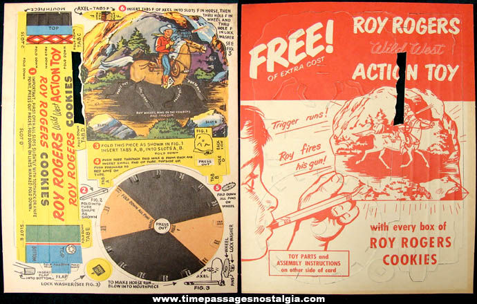 Rare Unused ROY ROGERS Cookies Advertising Premium Wild West Action Mechanical Toy