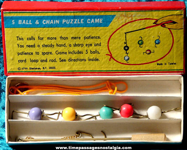 Old Boxed Shackman Ball & Chain Toy Puzzle Game