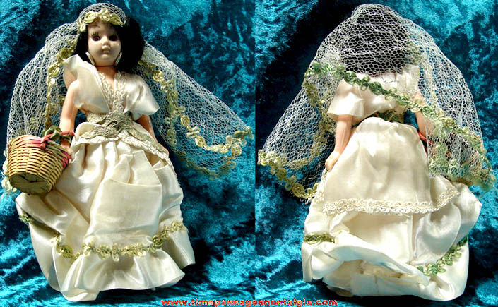 Small Old Toy Bride Doll with Wedding Dress