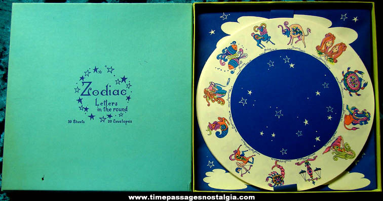 Colorful Old Boxed Zodiac Sign Stationery Paper & Envelopes
