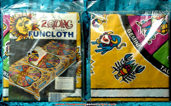 Colorful Old Unopened Zodiac Sign Design Table Cloth