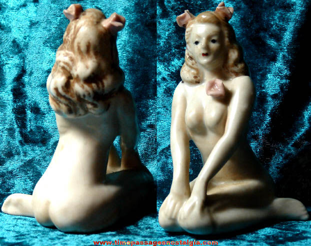 Small Old Nude Woman With Flowers Porcelain Figurine