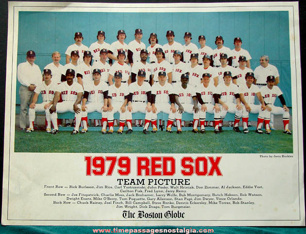 1979 Boston Globe Boston Red Sox Baseball Team Picture