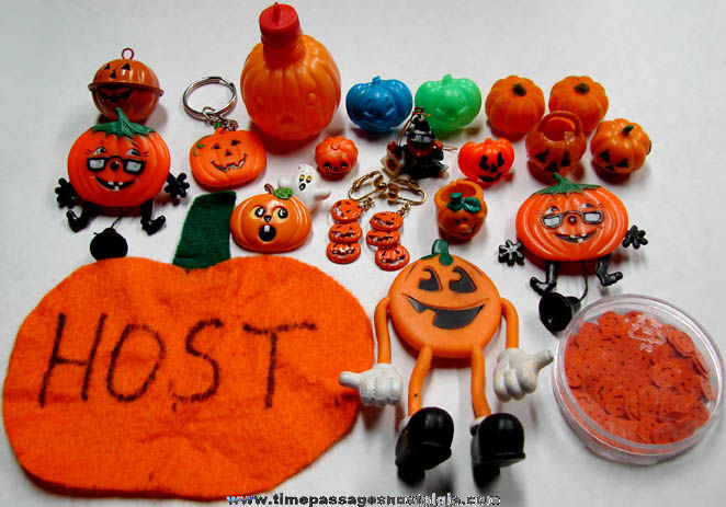 (20) Small Old & New Halloween Jack O Lantern Decoration Items