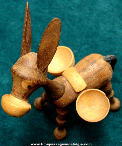 Old Souvenir Wooden Donkey Toy Figure