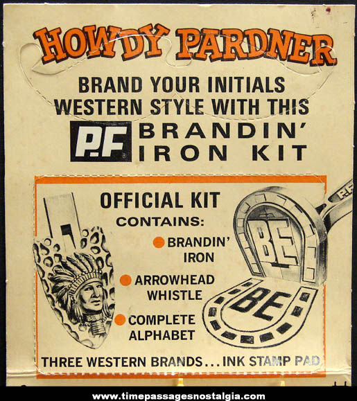 Old Unused P.F. Flyers Shoes Advertising Premium Western Branding Iron Kit