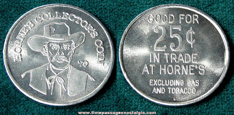 1970 Horne’s Carded Advertising Premium Cowboy Token Coin