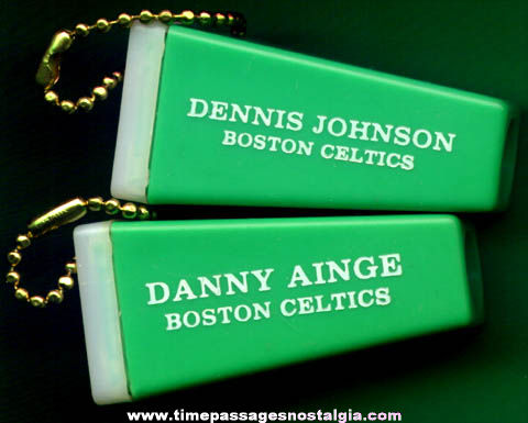 (2) Old Boston Celtics Basketball Player Key Chain Viewers