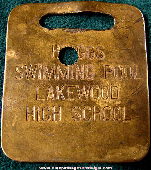 Old Brass Briggs Swimming Pool Advertising Badge
