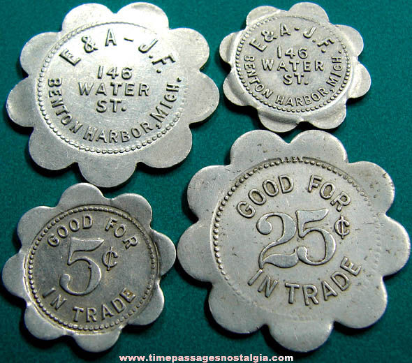 (4) Old Matching Benton Harbor Michigan Good For Advertising Token Coins
