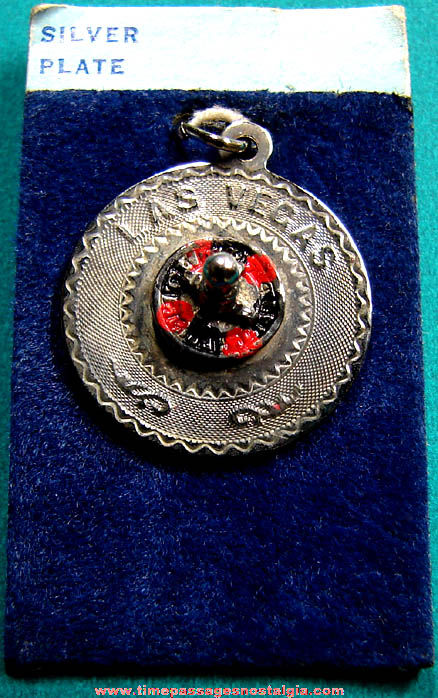 Old Unused Las Vegas Advertising Souvenir Roulette Wheel Charm Bracelet Silver Plate Charm