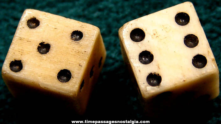 (2) 18th Century Miniature Ivory or Bone Dice (One has tax marks)