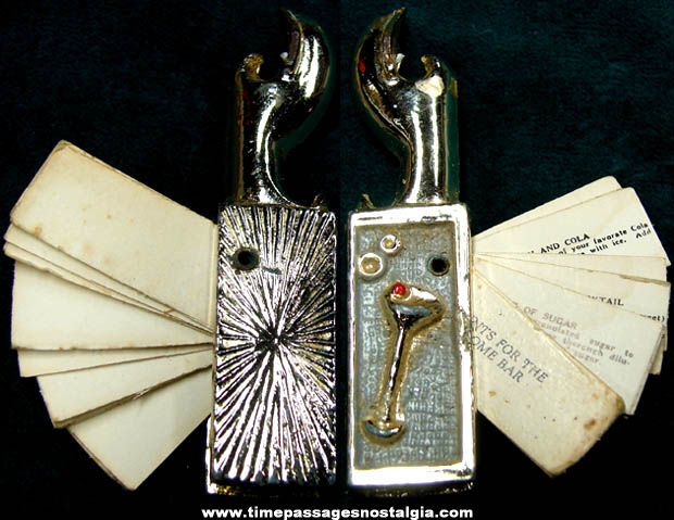 Old Bar Novelty Can & Bottle Opener With Miniature Drink Recipe Booklet