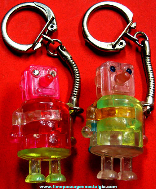 (2) Colorful Old Toy Robot Puzzle Key Chains