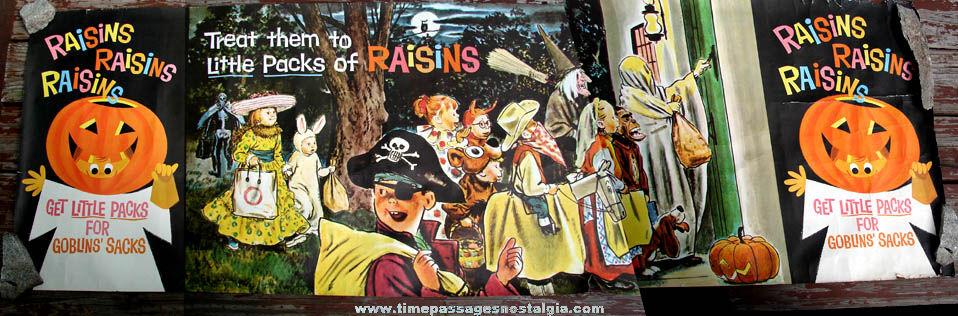 Large Old Grocery Store Halloween Costume Raisin Advertising Display Poster & Sign