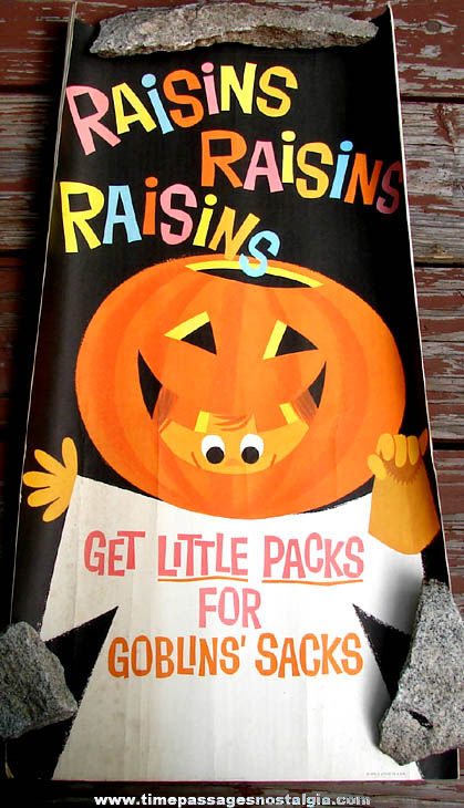 Large Old Grocery Store Halloween Costume Raisin Advertising Display Poster & Sign