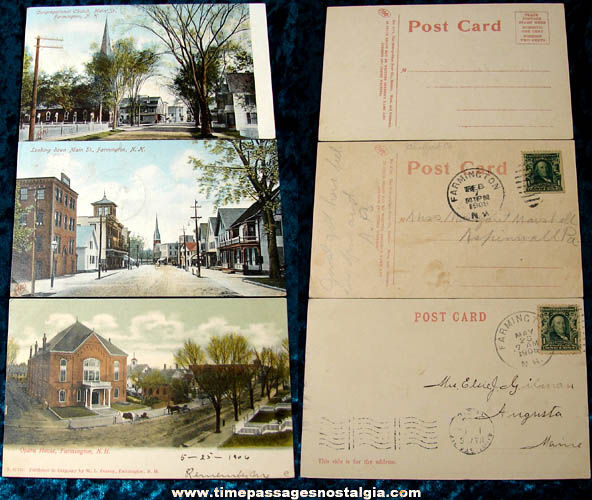 (3) Different Early Farmington New Hampshire Post Cards