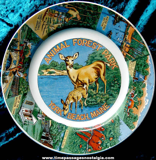 Old Animal Forest Park York Beach Maine Advertising Souvenir Plate