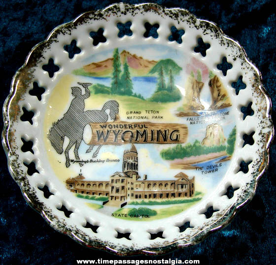 Small Old Wyoming State Advertising Souvenir Plate
