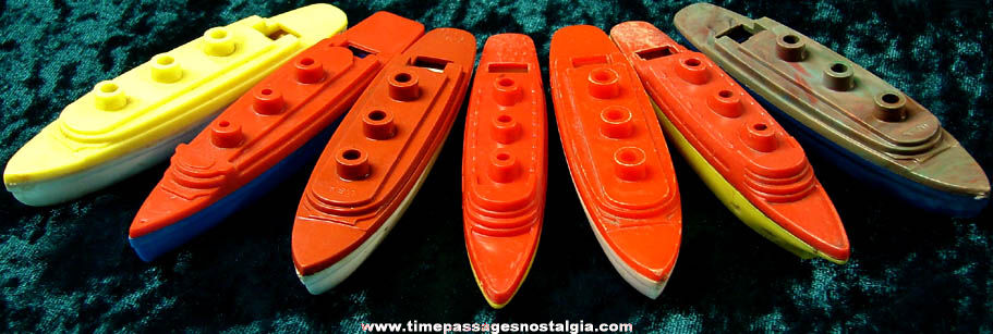 (7) Old Hard Plastic Ocean Liner Cruise Ship Toy Whistles