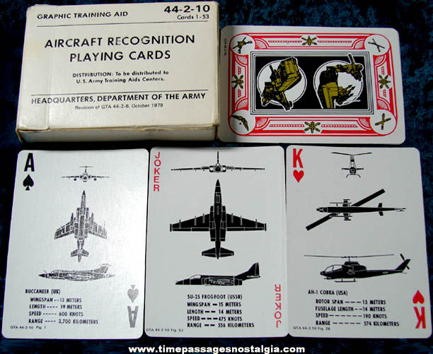 Boxed 1979 U.S. Army Aircraft Recognition Playing Cards