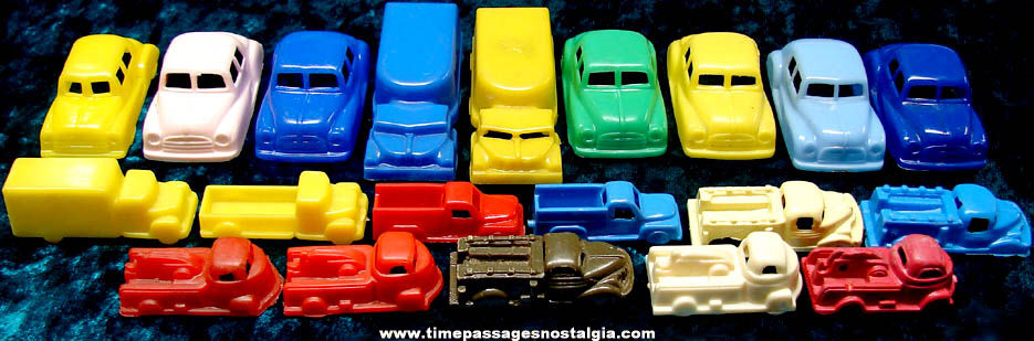 (20) Colorful Old Miniature Plastic Toy Cars and Trucks