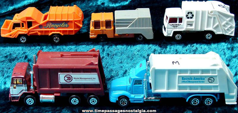 (5) Different Diecast Toy Refuse or Garbage Trucks