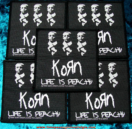 (5) ©1996 Unused Korn Life Is Peachy Embroidered Advertising Cloth Patches