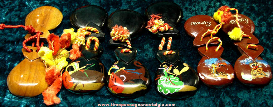(6) Old Spanish Castanet Musical Instruments