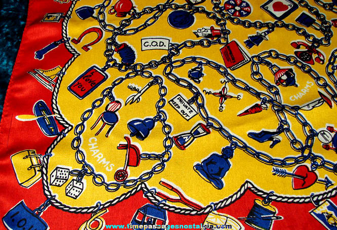 Colorful Old Gum Ball Machine Prize Charm Imprinted Silk Scarf