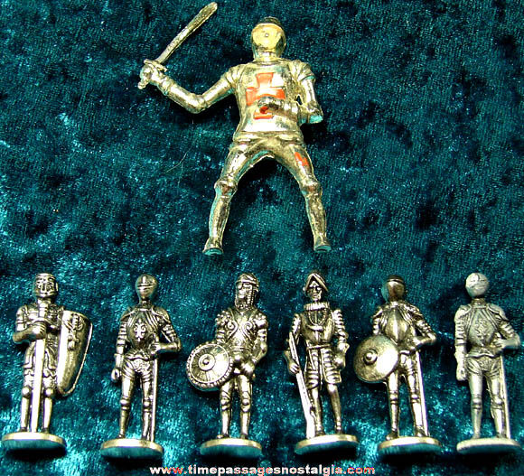 (7) Old Metal Knight Toy Playset Figures