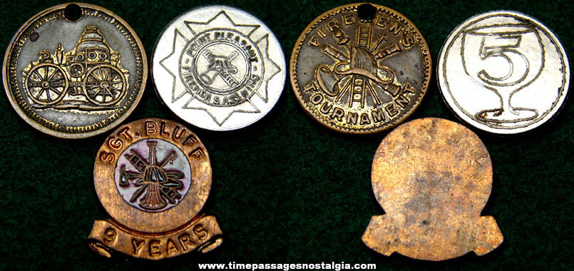 (3) Different Small Old Fireman Token Coins